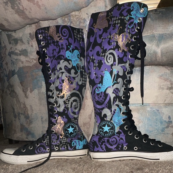 Converse Chuck Taylor Knee High Converse Size wo. 7 men 5 with gold accents - Picture 3 of 11